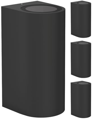ledscom.de 4x Wandleuchte ALSE für außen, IP54, Up-/Downlight, schwarz matt, rund, 2x GU10 max. 35W
