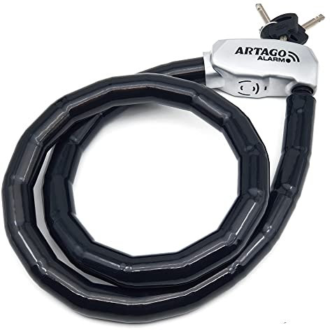 Artago ART6120 Catena Cavo Corazzato Antifurto con Allarme 120dB ON/OFF Funzione di Avvertimento, Modulo Batteria CR2 Sostituibile, Alta Sicurezza, Robusto Flessibile per Moto Scooter Biciclette 120cm