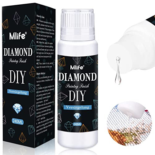 Mlife Diamond Painting Versiegelung -240ml,Durchsichtig, Diamond Painting Zubehör ，Für strahlend glitzernde Bilder & festen Halt deiner Steinchen