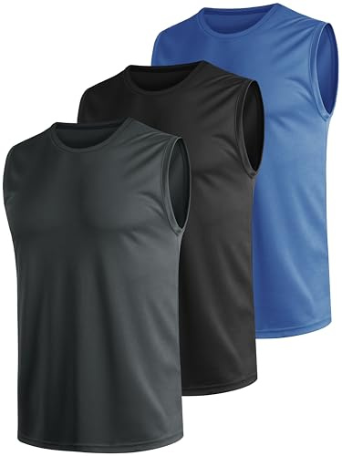 Teesmen Tank Top Herren Tanktop Muskelshirts Ärmelloses Shirt Achselshirts Axelshirt Muscle Sommer Sport Gym Lauf Fitness Atmungsaktiv MäNner Set 3er Pack (1, XXL)