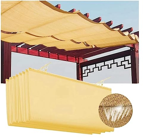 PHLEPS Sun Shade Sail, Retractable Wave Shade Cover Sun Shade Sail Canopy Rectangle UV Block for Outdoor Patio and Garden, Yard Activities (Color : Beige, Size : 0.9x12m)