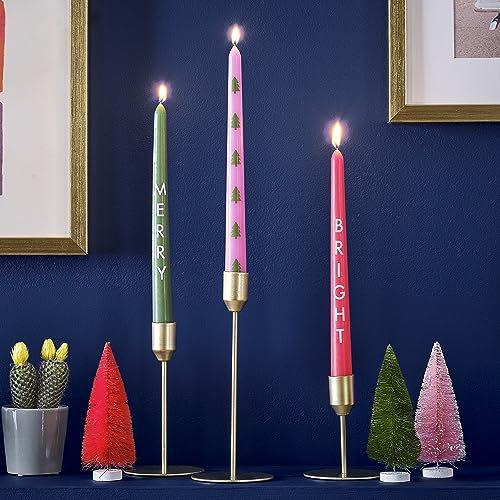 Ginger Ray Christmas Merry and Bright - Velas decorativas de mesa, paquete de 3, multicolor, 2,2 cm
