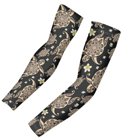 Belidome Armstulpen für Damen und Herren, Sport, Angeln, Golf, weich, atmungsaktiv, Sommer-Armabdeckung, Goldene Schildkröte, M