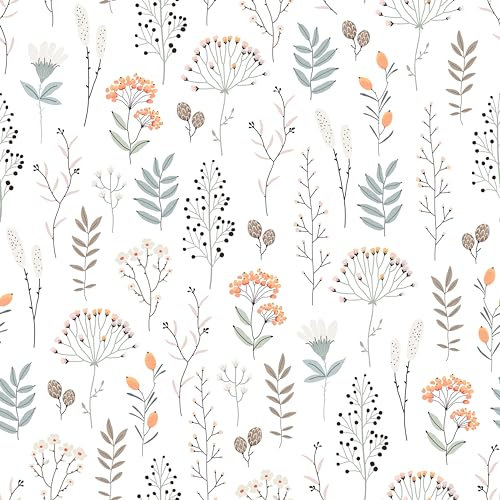 Tapete Blumen,44.5×300cm Tapete Abziehen und Kleben Helles Blasses Florales Kontaktpapier Selbstklebende Ablösbare Tapete für Wandschränke Möbel