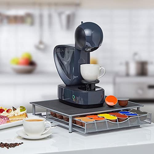 Dispensador capsulas Compatible con Dolce gusto,Cajón de cápsulas para guardar 36 cápsulas,Soporte para cápsulas de café, Organizador de almacenamiento-39 * 35 * 7,5 cm (36 piezas-gris)