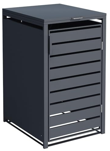 Boîte de rangement pour poubelle à roulettes, couvercle de poubelle à roulettes, pare-vue en acier (1, métal anthracite)
