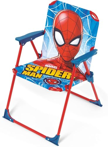 ARDITEX Silla Plegable Infantil Spiderman. Silla Exterior para Playa, Jardín y Terraza. Estructura Metálica, Apoyabrazos de Plástico y Asiento Lona con El Hombre Araña 38 x 32 x 53 cm Azul y Roja