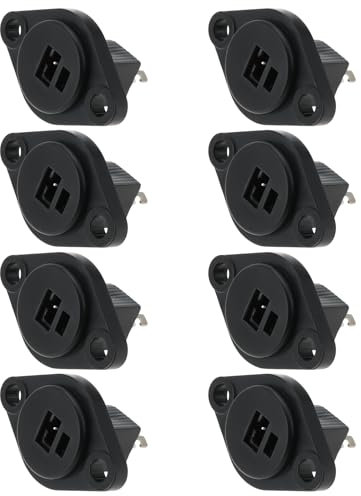 eMagTech 8 enchufes de instalación de altavoces DIN de 2 pines, panel de chasis de altavoz DIN hembra con conexión de soldadura para cable de alta fidelidad vintage