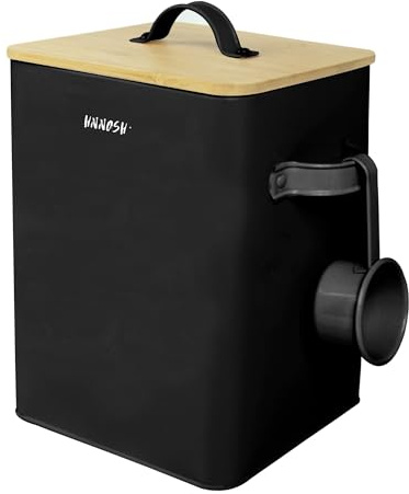 HNNOSH Waschpulver Aufbewahrungsbox 6,5 L - Schwarz Waschpulver Box mit Deckel & Waschmittel Dosierhilfe – Waschmittelbox Perfekte Aufbewahrung für Waschpulver 23 * 18 * 15,5 cm
