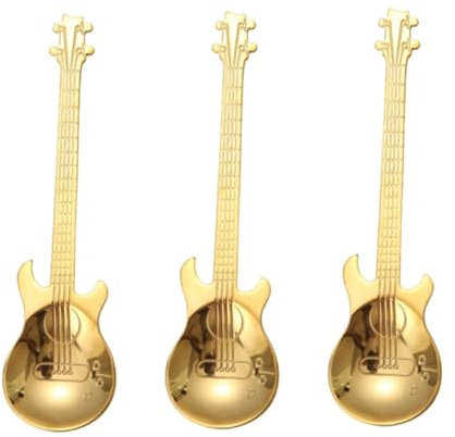 Cabilock 3 Stk Löffel in Gitarrenform Kuchenlöffel Breilöffel Musiklöffel Gitarre Teelöffel Suppenlöffel Gitarren-teelöffel Obstlöffel Kaffeerührlöffel Espressolöffel Küchenzubehör