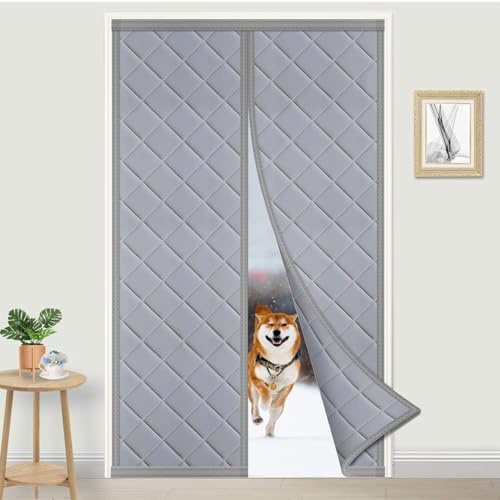 ACEBON Thermal Door Curtain 86 X 208cm, Update Oxford Cloth Magnetic Insulated Door Cover to Keep Warm, Windproof Soundproofing Front Door Curtain for Winter