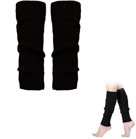 Rakiuty Gestrickt Beinwärmer,Bein Stulpen Damen,Damen Stulpen,Damen Langer Beinwärmer Frauen Mädchen,Warm und Bequem Beinwärmer,Beinwärmer Kniestrümpfe Legwarmers Strümpfe Overknees,Schwarz