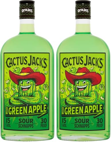 Cactus Jack's Apple Flavoured Schnapps - 70cl - Enjoy as a colourful shot or with a mixer (Pack of 2)