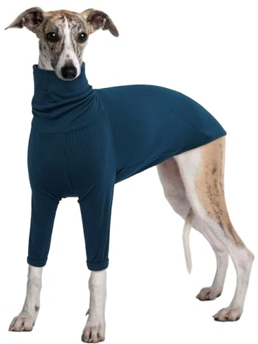 IECOii Windhundpullover,Salukis-Pullover,Hundepullover,Mantel,warme Windhundkleidung,Rollkragenhemd,warme Windhundweste,Whippet-Hundepyjama,PJS, Windhund-Overall mit Beinen,Blau,XXL