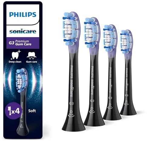 Philips Sonicare G3 Premium Gum Care - têtes de brosse à dents de rechange d'origine, noir, lot de 4, HX9054/88
