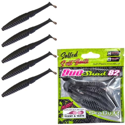 SEABUZZ Gummifische Angelköder Set 5 STK x 82mm - Gummiköder für Wels | Zander & Hecht - Forelle & Barsch Kunstköder - Raubfisch Angelnset - Süß- und Salzwasser