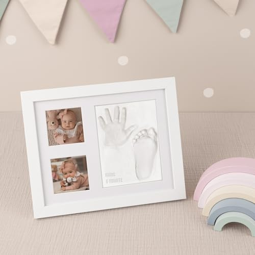 hellomini Personalisiertes Gipsabdruck Set Baby | Geschenke zur Geburt | Handabdruck & Fußabdruck Ton | Baby Geschenk | (Unpersonalisiert)