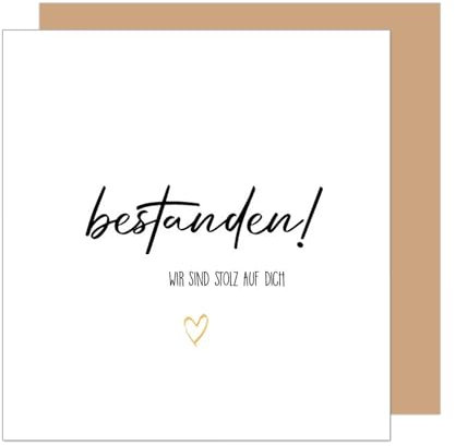 Edition Seidel Premium quadratische Glückwunschkarte zur bestandenen Prüfung mit Umschlag. Grußkarte Karte mit Spruch Abschluss Feier Abitur Studium Mann Frau Jugendliche Jugendlicher (PRQ104 SW025)