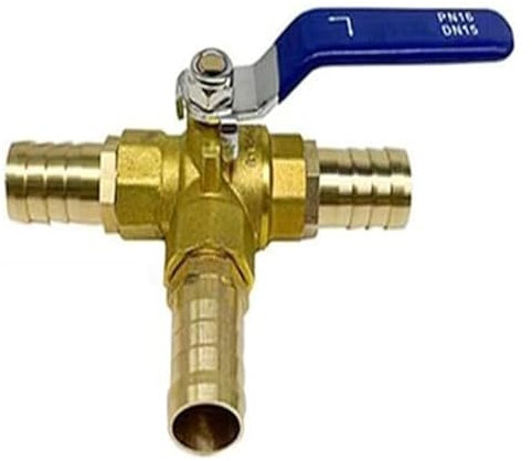Brass Hose Barb Fittings Ball Valve 1pcs L-Port 3 Way Ball Valve,6/8/10/12/14/16/19/25mm Hose Barb Three Way Brass Valve,Connector Adapter(14mm Barb)