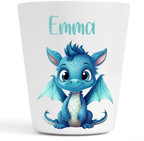 Générique Gobelet en Plastique pour Enfants | Gobelet Personnalisé avec Nom |Verre Plastique Incassable Personnalisé (Dragon Emma)