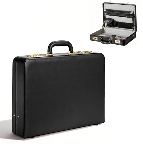LOCKCURX Briefcases for Men, Anti-Theft Dual Lock Briefcase with 16 Inch Laptop Compartment, Waterproof Faux Leather, Brief Cases Men with Multi File Organizer, Perfect for Office, Travel (Black)