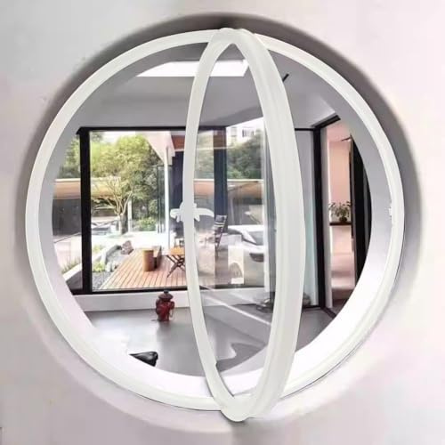 TWHZSAI Finestra Rotonda Girevole in Lega di Alluminio, Finestra a oblò in Vetro temperato con Maniglia, Finestra a Battente per Cucina e Arredamento per la casa, Bianco 3,75 cm/29,5 Pollici