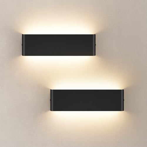 2 Stücke Wandleuchte Innen 30CM, 12W Wandlampe mit Up und Down Lichtquelle, 3000k Warmweiß Moderne LED Lampe, Wandlichter aus Aluminium-Druckguss, Wandbeleuchtung für Wohnzimmer, Schlafzimmer, Flur