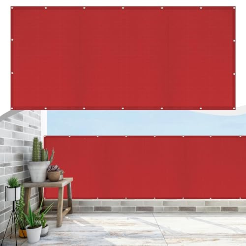 Balkon Sichtschutz Ohne Bohren 80 x 250 cm Uv-Schutz HDPE Wetterfester, Schutz vor Neugierigen Blicken Balkonabdeckung, Balkon-Sichtschutz für Balkongeländer Terrasse, Rot