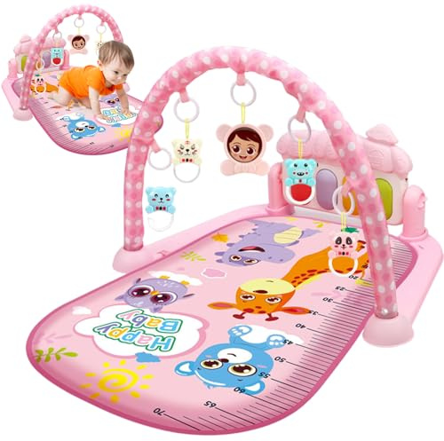 Obelunrp Baby Activity Center con Musica per la Palestra per Bambini e Facile e Leggera con Tappetino da Gioco Rimovibile a Sospensione con Bordo Regolabile per Neonati Bambini Piccoli, Palestra