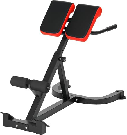 SPORTNOW Hyperextension Rückentrainer, Höhenverstellbar Bauchtrainer mit Beinfixierung, Haltegriffen, Römische Bank, Multifunktionales Workout Bench bis 120 kg, Rückenstrecker für Zuhause, Fitness