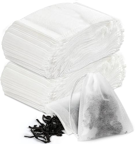 elzle 200 Pezzi Bustine Te Vuote, Filtro per Tisane, Bustine Tè Vuote 7x9 cm con Coulisse, Infusore Tè per Tè Sfuso, Aromatizzato, Spezie, Erbe, Lavanda - Filtri per Tisane Sfuse e Infusioni