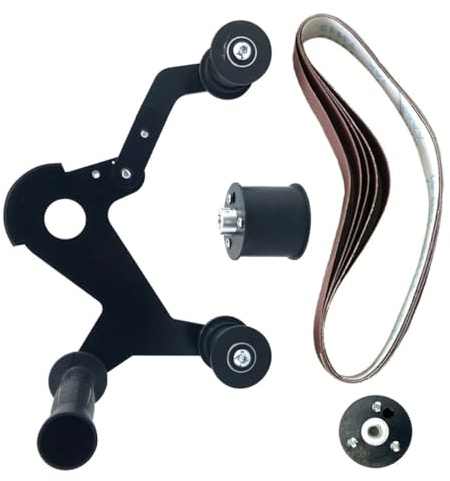 COLLBATH Mini Lijadora de Banda Portátil para Tubos Redondos, Multifuncional para Pulido y Esmerilado, Adaptador para Lijadora Eléctrica, Compatible Acero Inoxidable y Aluminio,