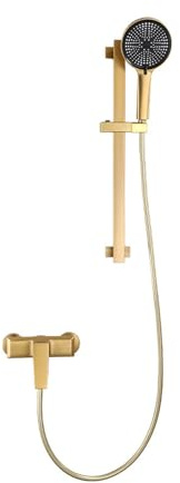 Colonne de Douche Or Brossé avec Douchette Hauteur Réglable Colonne de Douche avec Mitigeur Monocommande 3 Modes de Jet D'eau pour Maisons Hôtels et Chambres D'hôtes