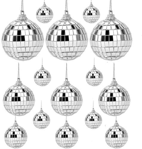 Discokugel Klein, 14 Stück Mini Discokugel Mit Seil, Discokugel Deko Für Party Hochzeit Weihnachtsbaum Geburtstag, Kleine Discokugeln, Spiegelkugel, Kleine Disco Kugeln Zum Aufhängen