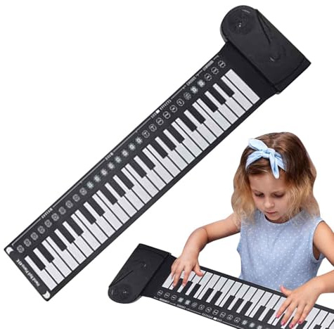 Pianoforte avvolgibile a 49 tasti - Tastiera per pianoforte avvolgibile | Pianofôrte a tastiera portatile | Tastiere musicali pieghevoli elettriche | Pianôforte pieghevole a mano a 49 tasti | Tastiere