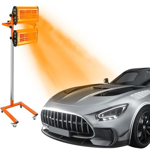 QWMEIYOU Asciugatrice a infrarossi con colonna di supporto, 2000 W, spina europea, 220 V, tempo regolabile, intervallo di temperatura fino a 500 °C, asciugacapelli per verniciatura auto, riparazione