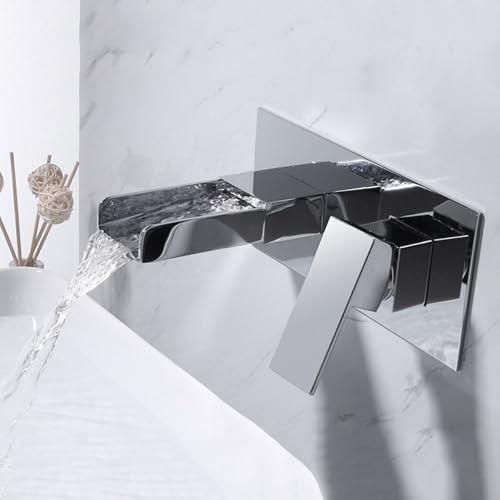 TTDGYYXW Rubinetteria da Bagno a Scomparsa Miscelatore monocomando per lavabo a Cascata in Ottone Cromo Caldo e Freddo