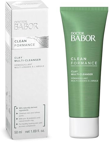 DOCTOR BABOR CLEANFORMANCE Clay Multi-Cleanser für jede Haut, Milde Reinigung und Reinigungsmaske, Prä-/Probiotika Komplex, Vegane Formel, 1 x 50 ml