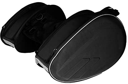 Shkalacar 2 Stück Seitentasche für Motorrad, 36–58 l Seitentasche für Motorradhelm, Wasserdicht, Werkzeugtasche aus PU Leder, Schwarz