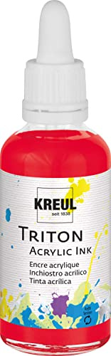 KREUL 17427 - Triton Acrylic Ink, Kirschrot, 50 ml Glas mit Pipette zum Dosieren und Aufrühren, hohe Farbintensität, seidenmatt auftrocknend, für Leinwand und Papier