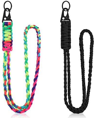 Ouligay 2 Stück Paracord Schlüsselanhänger Paracord Lanyard Schlüsselband Umhängeband Lang Neck Lanyard Schlüsselanhänger Schlüsselband mit Karabiner für Schlüssel Ausweis Handy Kamera
