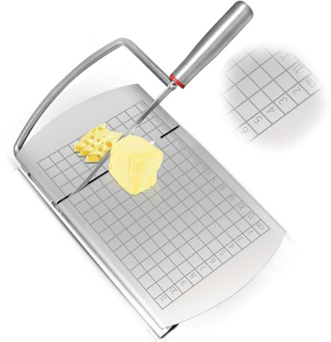Stainless Steel Cheese Slicer, Cheese Cutter with Blade, Cheese Slicers for Block Cheese, Block Cheese Slicer Board with Precise Scale, Multipurpose Cheese Cutters for Block Cheese, Butter, Sausage
