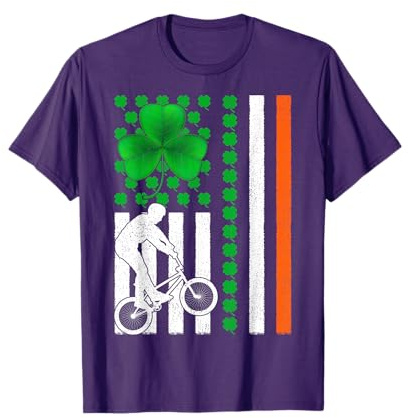 Shamrock Irish American Flag BMX Cycling St Patrick's Day Women Kids Men T-Shirt