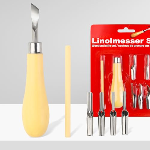 ARJDXDP Assortimento di Kit Taglierina per Linoleum,2 Set di Strumenti Per Intagliare Il Linoleum Artigianale,Strumenti Per Tagliare Il Linoleum 5 in 1,Adatto per Principianti e Artisti Professionisti