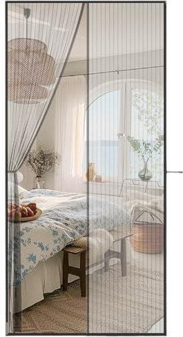 Insektenschutz Balkontür, Fliegengitter Tür mit Magnetvorhang, 90x210cm, Ohne Bohren, Fliegengittertüren für Balkon, Schlafzimmer, Küche und Kinderzimmer, Schwarz