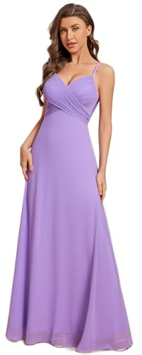 Ever-Pretty Women's Spaghetti Straps Evening Gown V-Neck A-Line Sleeveless Chiffon Backless Maxi Bridesmaid Dresses ES80026