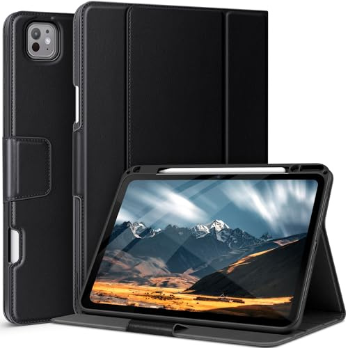 AUAUA Coque pour iPad Pro 13 (M5/M4) 2025/2024, avec Porte-Crayon et Poche, Angle de Frappe et Fermeture magnétique Multi-Support (Noir)