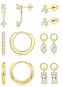 FIOROYAL Ohrringe Silber 925 Damen Ohrstecker Silber 925 Creolen für Mehrere Ohrlöcher Hypoallergene 14K Vergoldet Goldene Ohrringe für Helix Tragus Piercing Ohr GFCZ