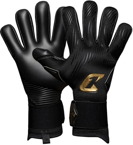 CATCH&KEEP Invictus Torwarthandschuhe | Profi Fußballhandschuhe für Erwachsene (Größe 7-11) | 4mm Viper Grip für Halt bei Regen & Nässe | Negativschnitt, elastische Bandage (Invictus Black Gold, 8)