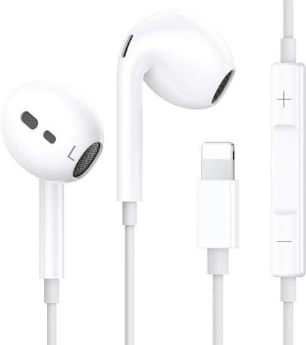 Casque filaire pour iPhone - Certifié MFi - Pour iPhone 14, 13, 12, 11, avec microphone et écouteurs stéréo HiFi - Pour 14 Plus Pro Max / XR / XS / X / SE / 8 / 7 / iPad - Compatible avec tous les iOS